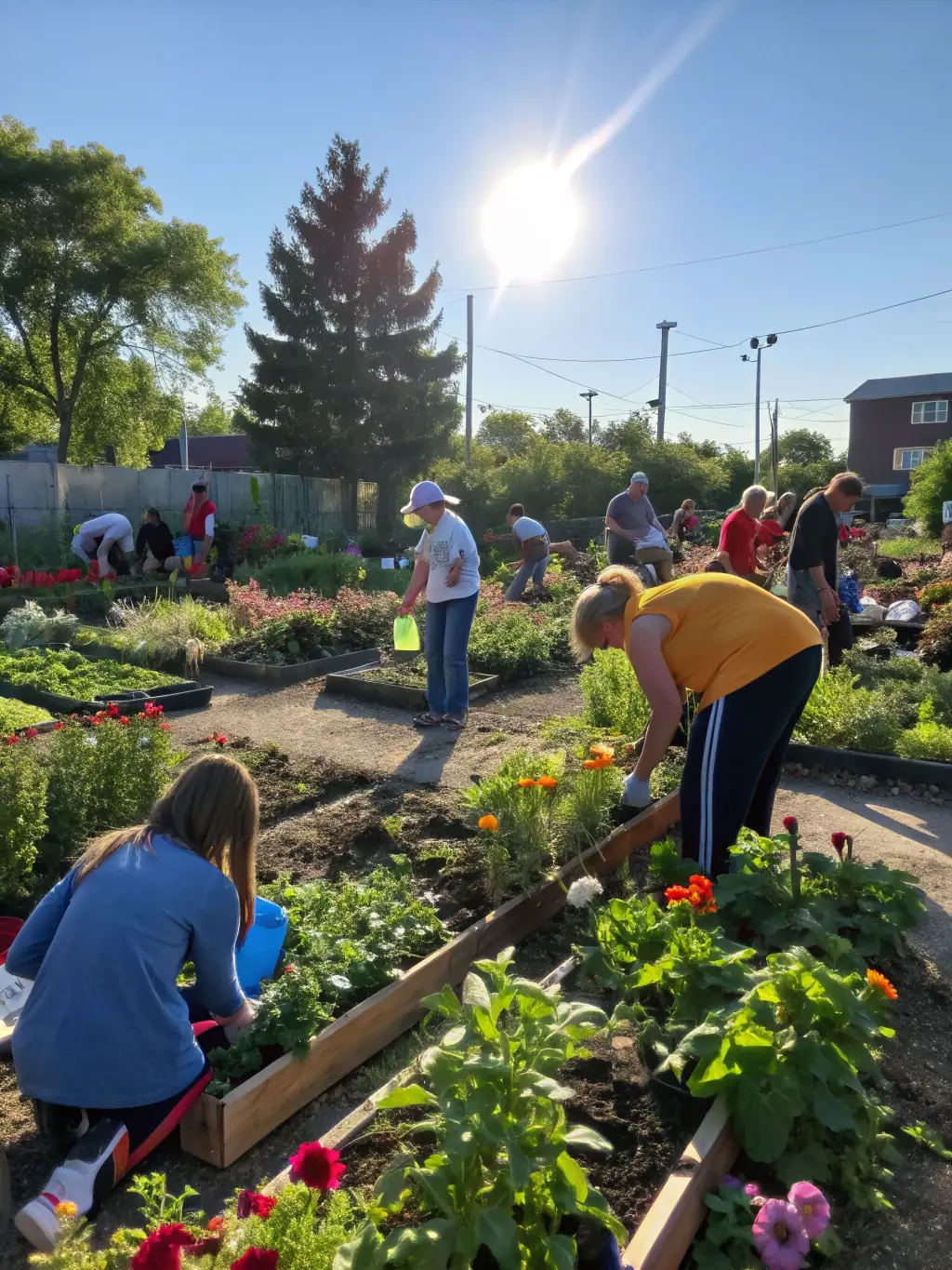 VDL members tending to a community garden, highlighting the gardening club.