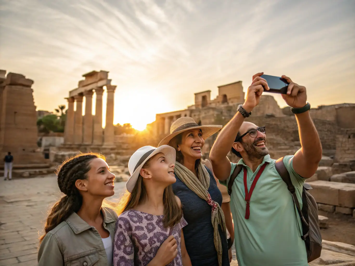 A photograph capturing a group of VDL members laughing and enjoying themselves during a group travel excursion to a historical site.